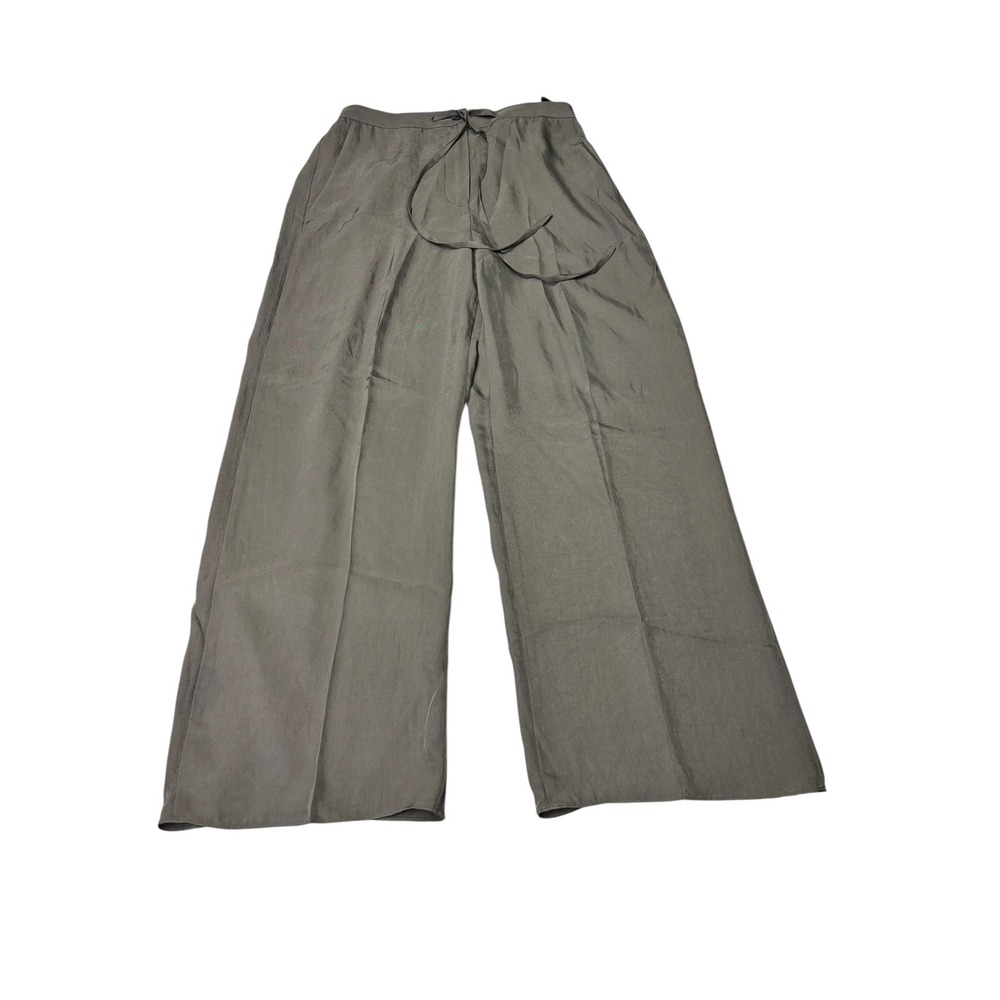Theory Wide Crop PL W Washed Twill Pants Olive Gray Size 0 W25 L25